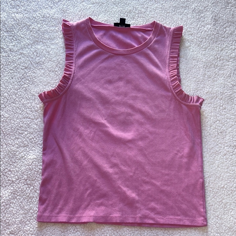 J. Crew Ruffled Pink Tank Top